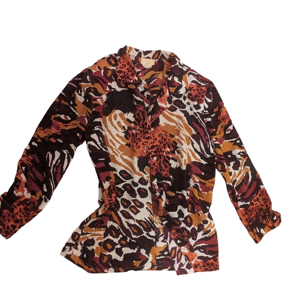 Abstract Animal Print Blouse - Picture 1 of 3